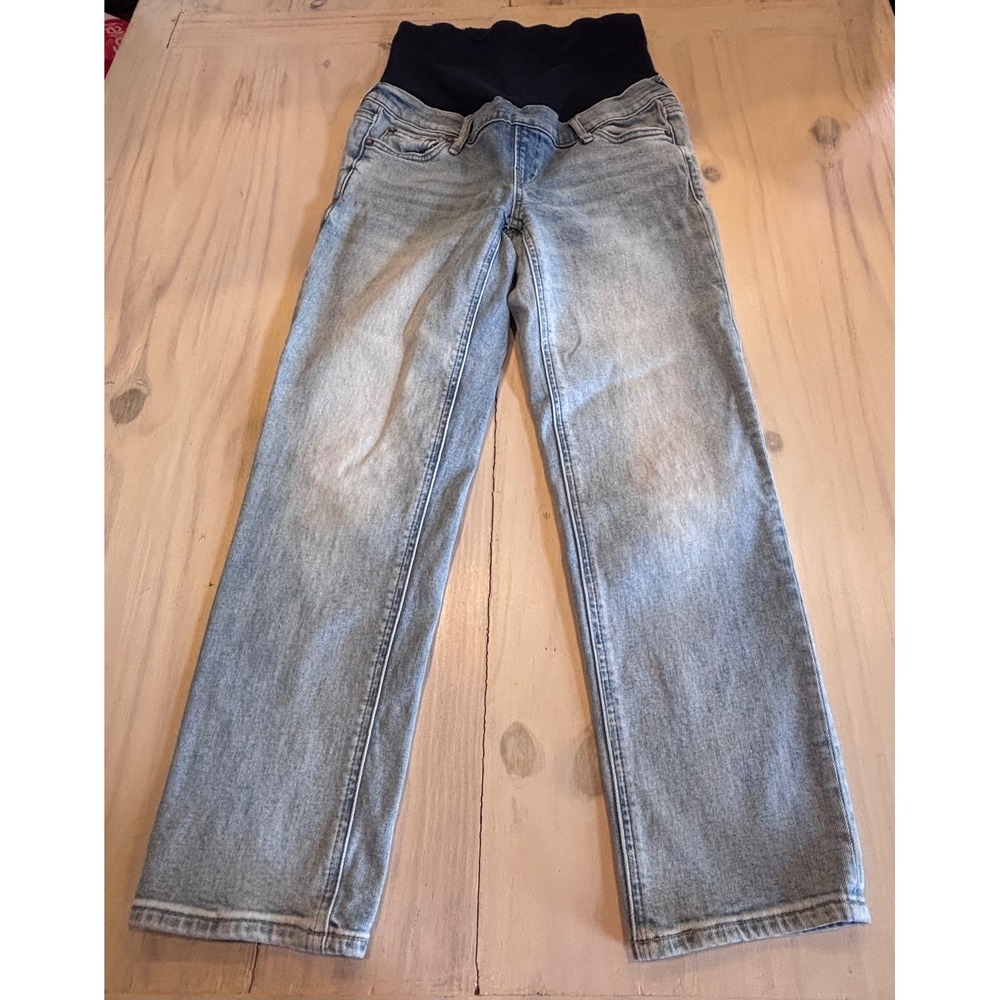 Gap Maternity Cheeky Straight Jeans Light Wash Blue Size 0 25R Full Panel Denim
